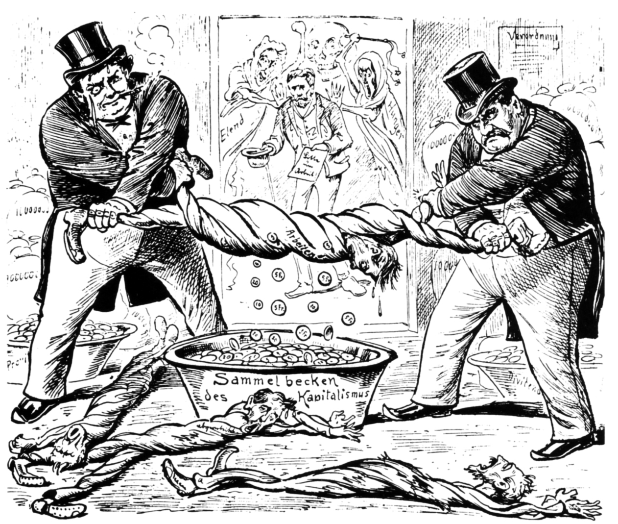 Karrikatur: Verhältnis Arbeiter-Unternehmer