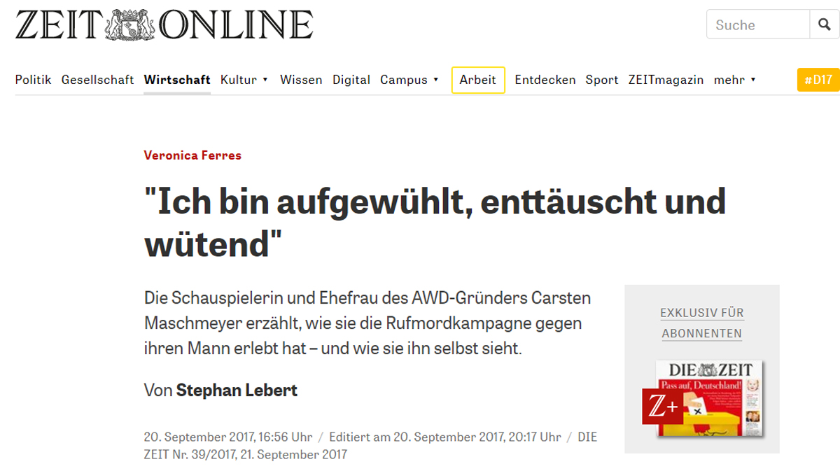 Veronika Ferres in Zeit online