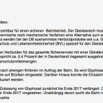 Schreiben der Bahn zum Einsatz von Glyphosat