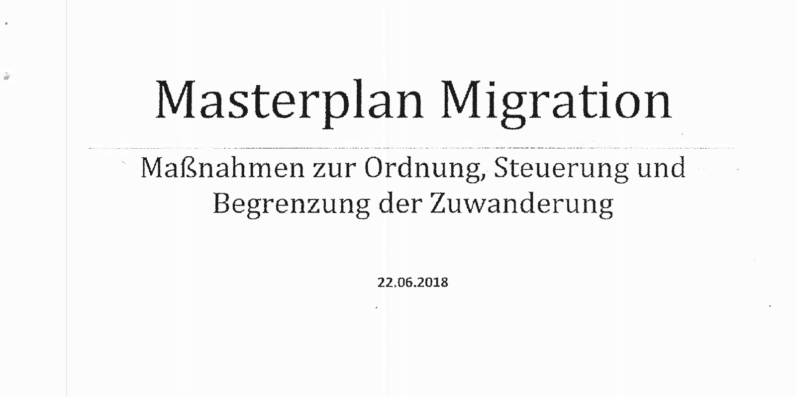 Seehofers Masterplan