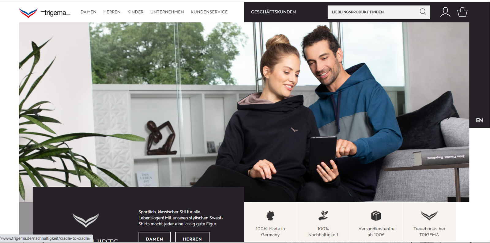 Screenshot Website Trigema