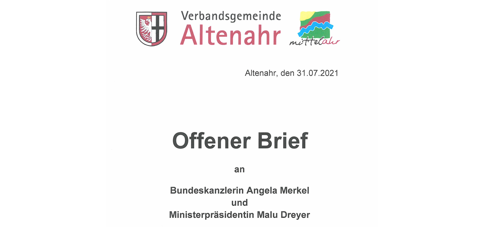 Brief an die Bundeskanzlerin