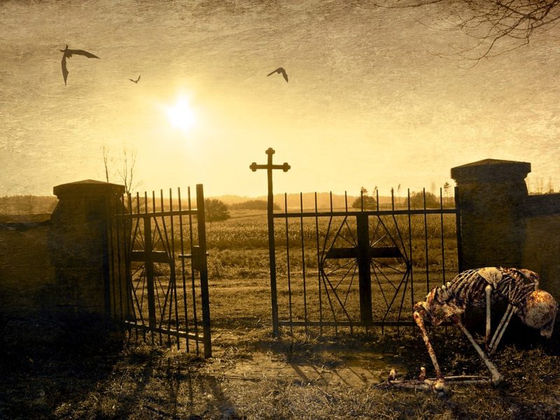 Friedhof mit Skelett - Fantasybild