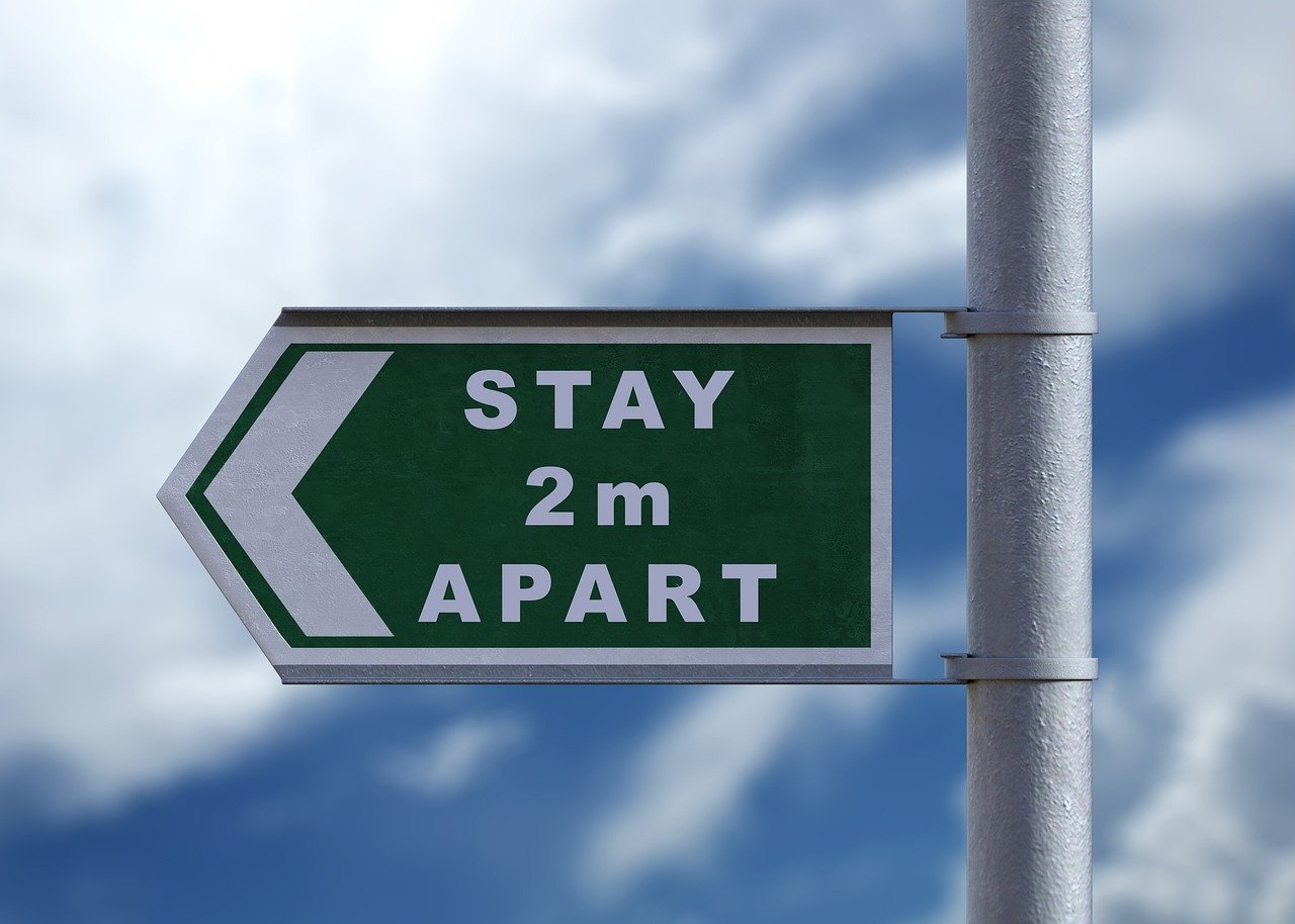 Schild "Stay 2m apart"