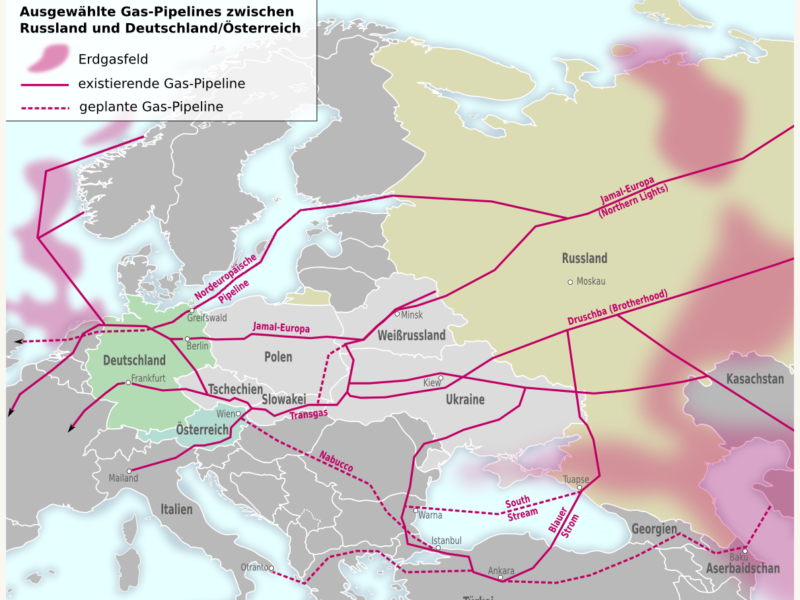 Gaspipelines Russland - Deutschland