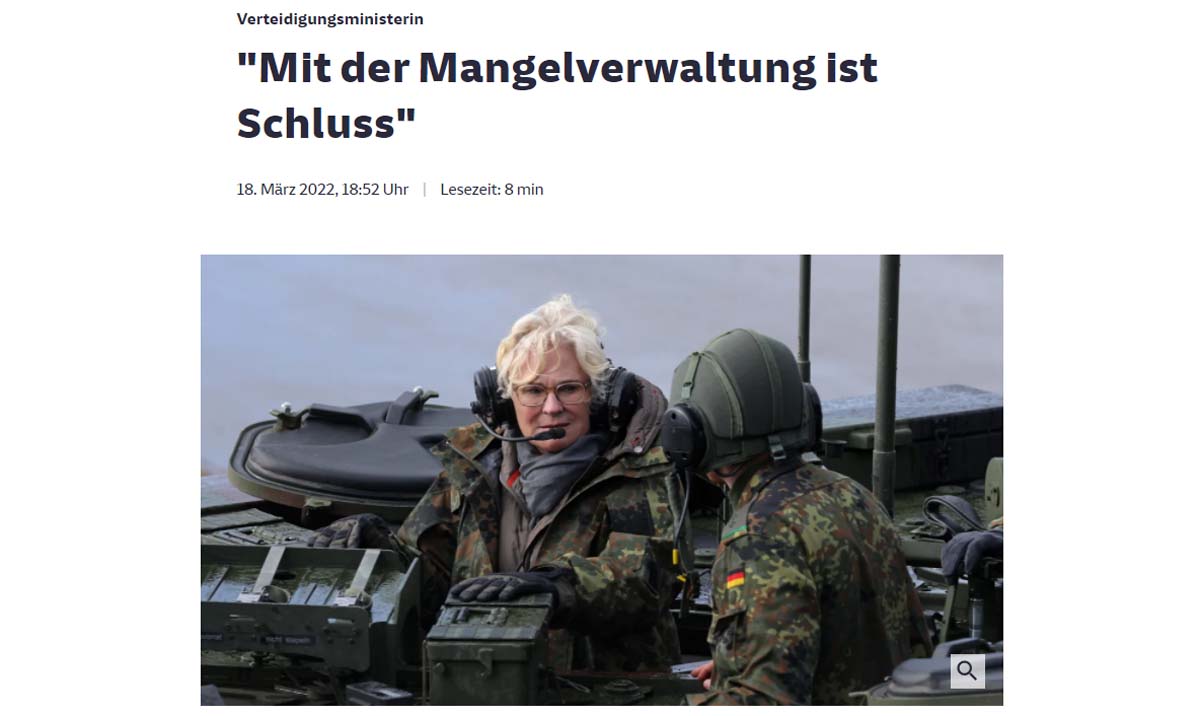 Christine Lambrecht, Screenshot SZ online