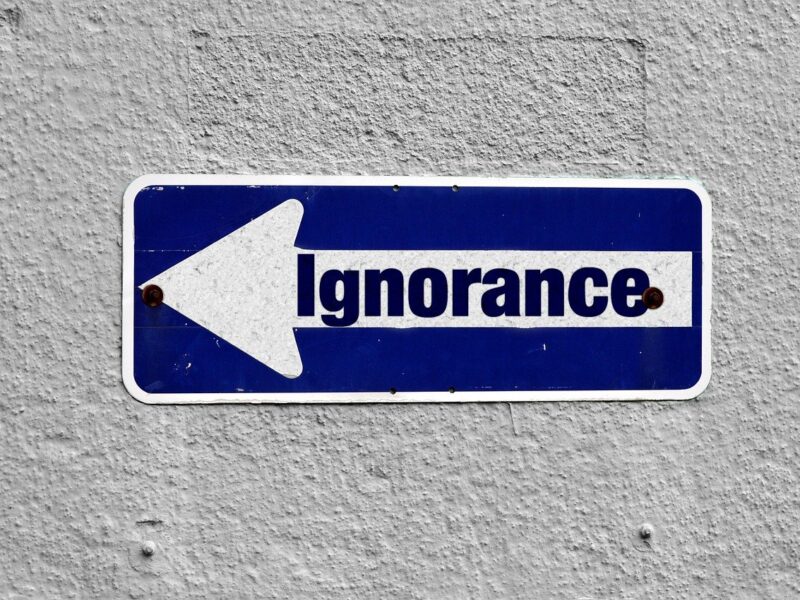 Einbahnstraßenschild, Aufschrift "ignorance"