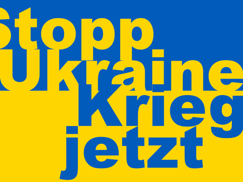 Banner: Stopp Ukraine-Krieg jetzt!