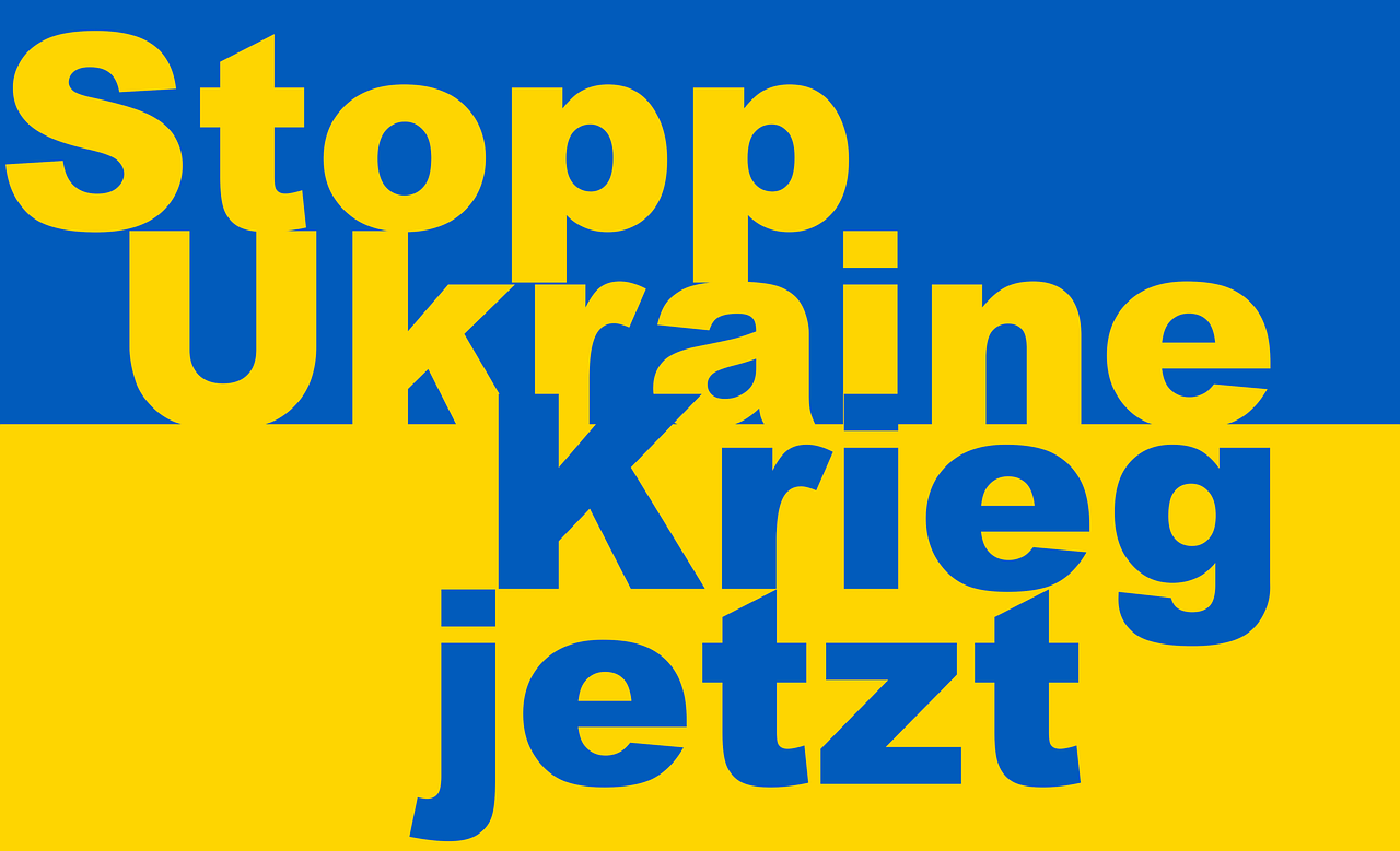 Banner: Stopp Ukraine-Krieg jetzt!