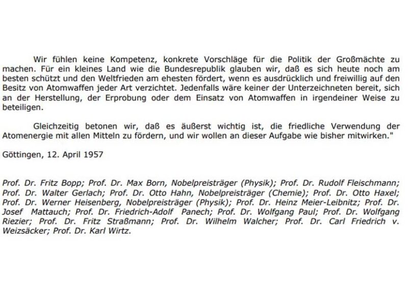 Göttinger Erklärung vom 12. April 1957