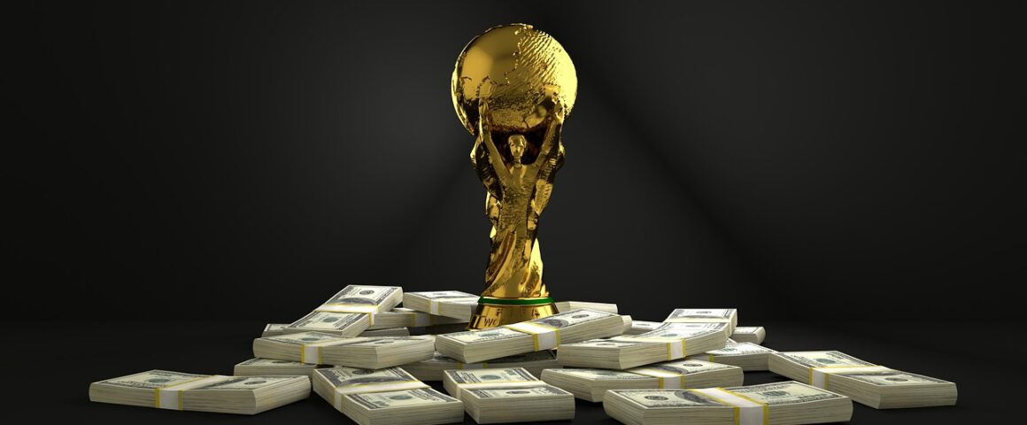 Fußball Worldcup mit Geldbündeln