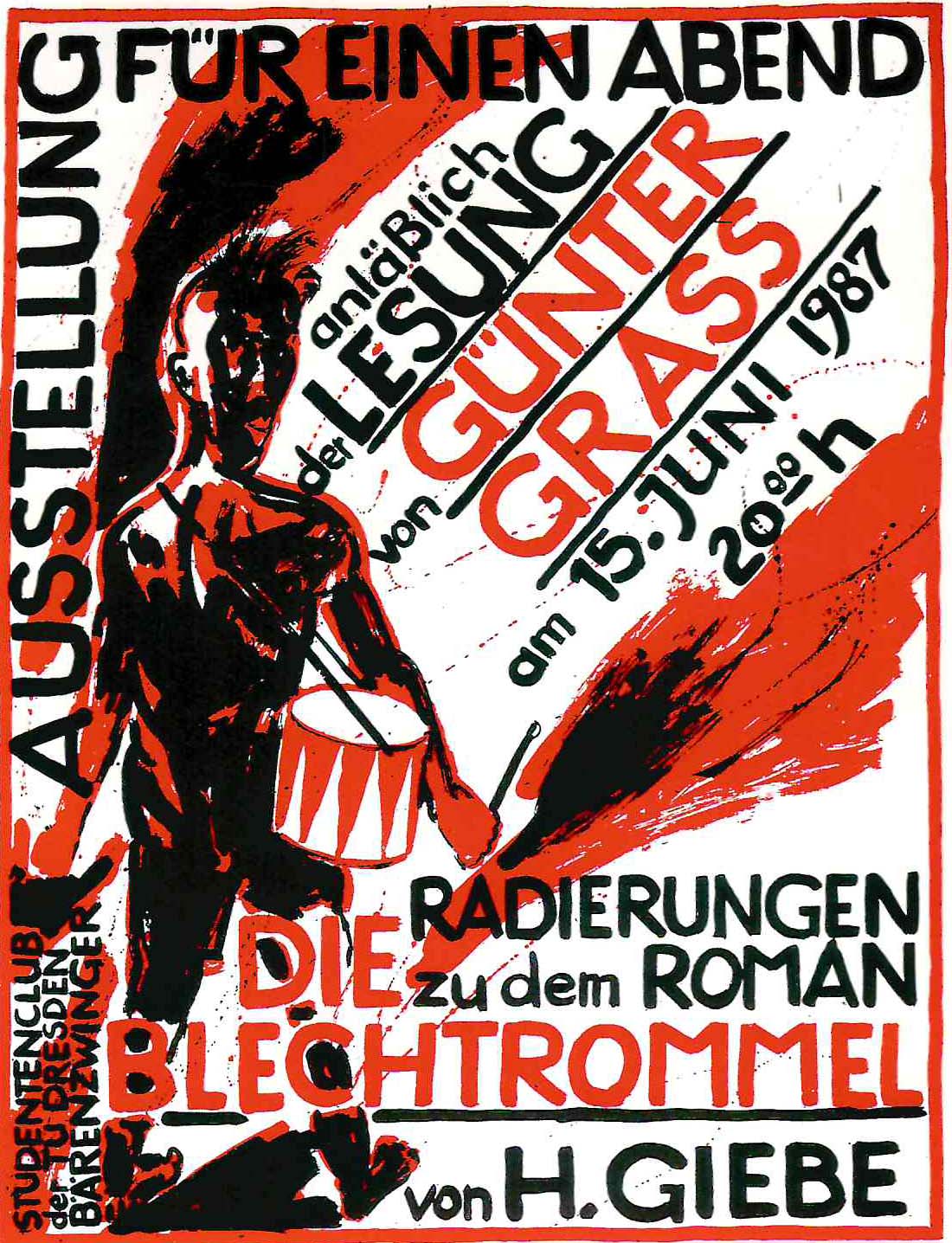 Plakat zur Lesung Günther Grass 1987 in Dresden