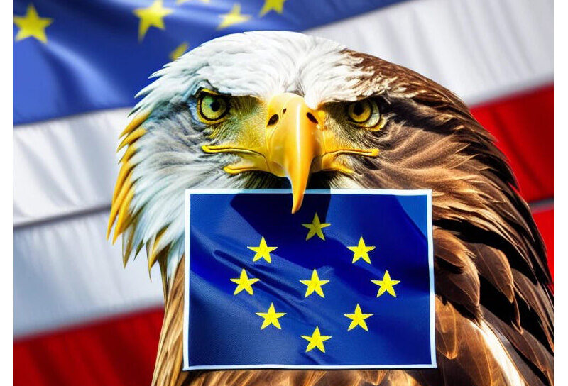 EU-Flagge im Schnabel des US-Adlers