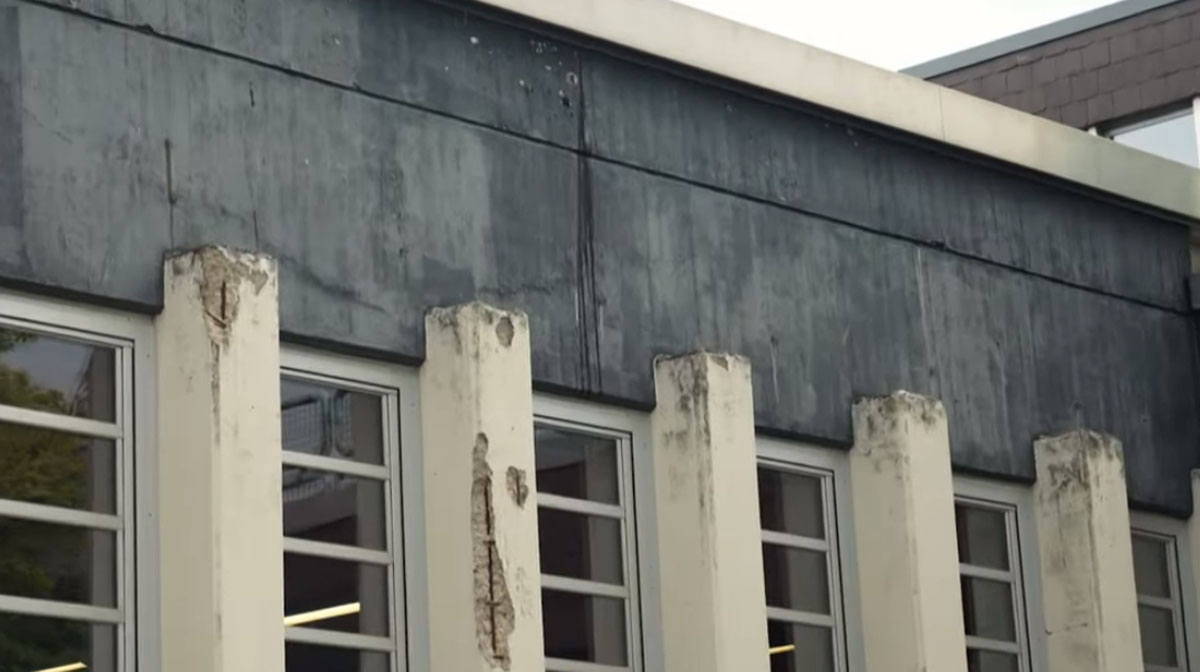 Gebäudeschäden an einer Schule