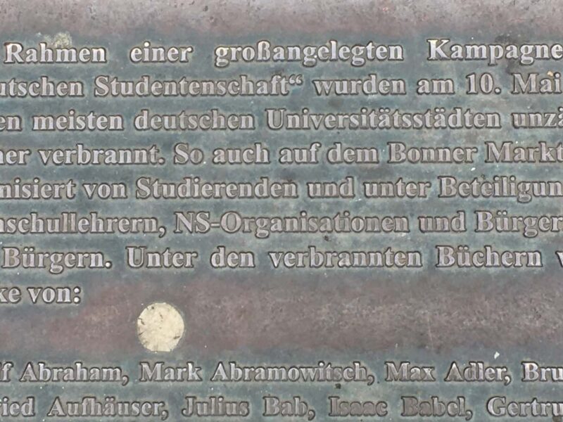 Gedenkplatte 10. Mai 1933 "Bücherverbrennung"