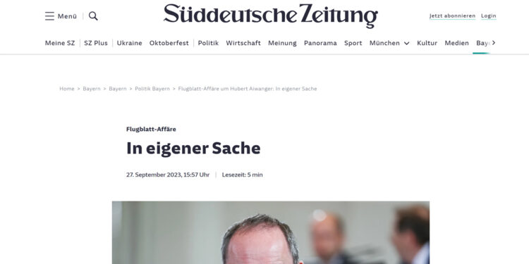 SZ online vom 27.09.2023