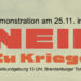 Banner "Nein zu Rüstungswahnsinn", Aufruf zur Demonstration am 25.11. in Berlin