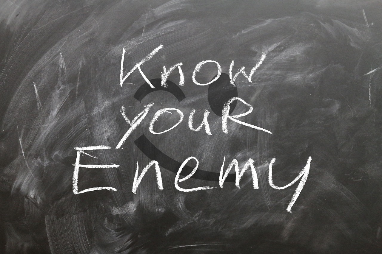 Tafelaufschrift "know Your enemy"