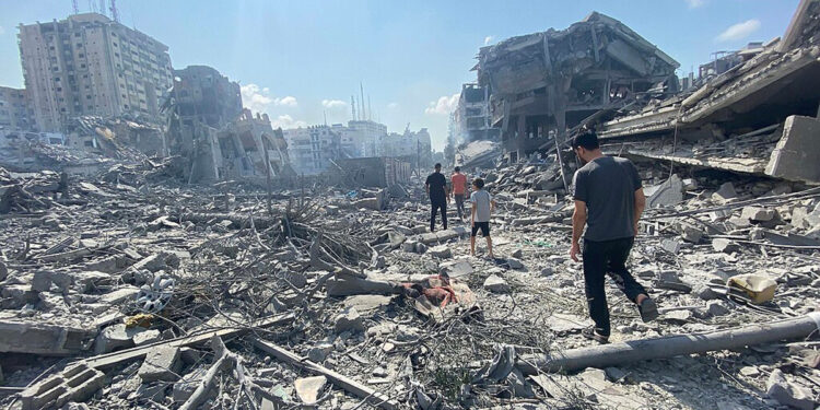 Zerstörung in Gaza City nach Bombenangriffen Israels Ende Oktober 2023