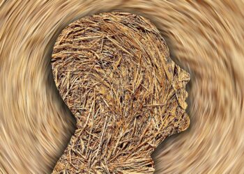 Kopf aus Stroh in Seitenansicht