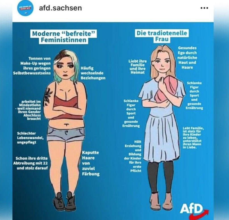 Social Media Post mit "Frauenbild" der AfD Sachsen 