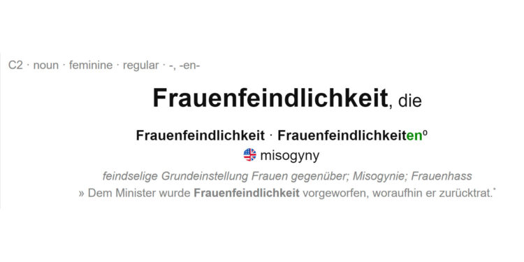 Definition Frauenfeindlichkeit nach Netzverb® Deutsch