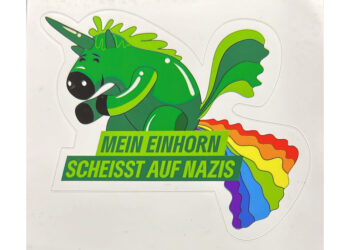 Aufkleber: EInhorn gegen Nazis