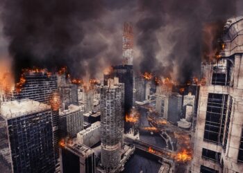 Apokalyptische Kriegszerstörung in einer Großstadt
