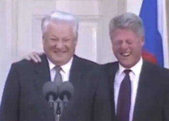 Boris Jelzin und Bill Clinton am 1. September 2003