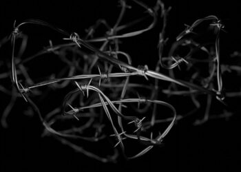 Stacheldraht in einem Knäuel