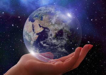 Globus mit Europa, Asien und Afrika