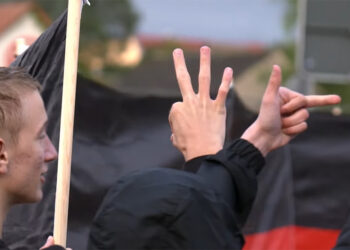 Nazigruß von Anhängern oder Mitgliedern der Jungen Alternative