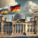 Reichstag mit russischer und deutscher Beflaggung, AI generiert