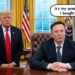 Karikatur, Elon Musk im weißen Haus am Oval Office Schreibtisch mit Donald Trump im Hintergrund. Screenshot von TikTok, User MangoCourt