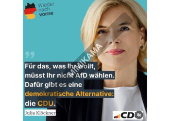 Screenshot eines Posting auf dem Instagram von Julia Klöckner, Posting wurde mittlerweile gelöscht (vermutlich 9.1.25). Zur Bildquelle siehe Ende des Beitrags