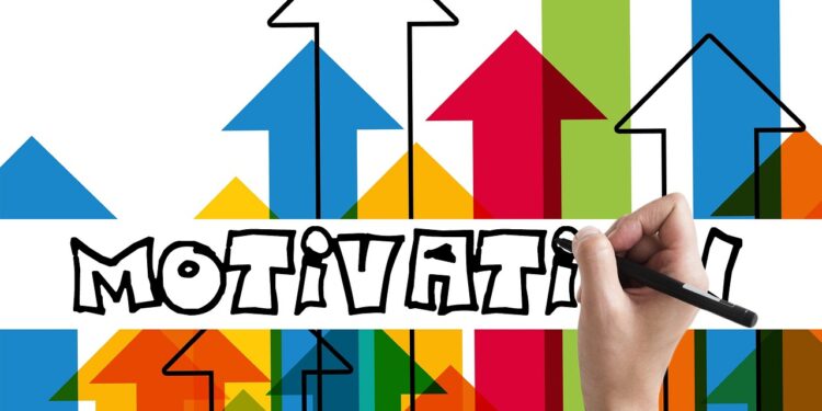 Grafik mit bunten Pfeilen und dem Schriftzug "Motivation"
