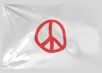 Banner mit rotem Friedenszeichen