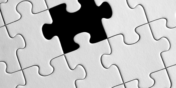 Puzzle mit einem fehlenden Teil