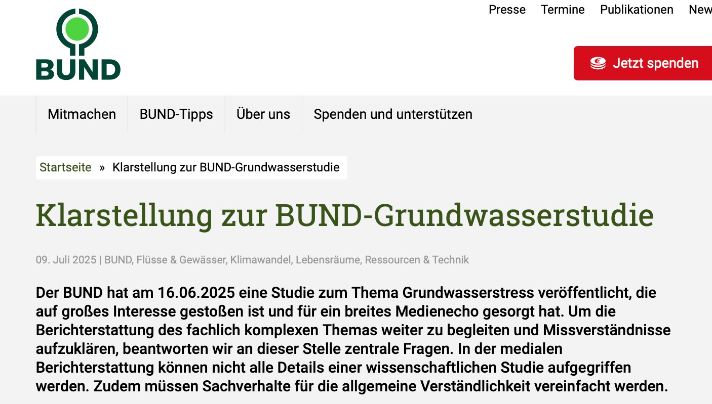 Klarstellung des BUND