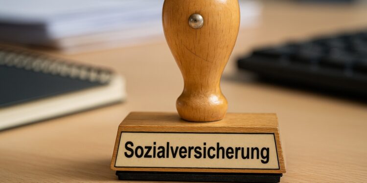 Behördenstempel mit der Aufschrift "Sozialversicherung", AI generiert