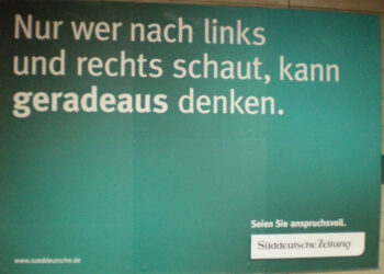 Reklame für die Süddeutsche Zeitung in einer U-Bahn-Station