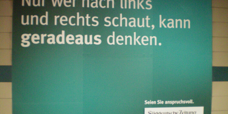 Reklame für die Süddeutsche Zeitung in einer U-Bahn-Station