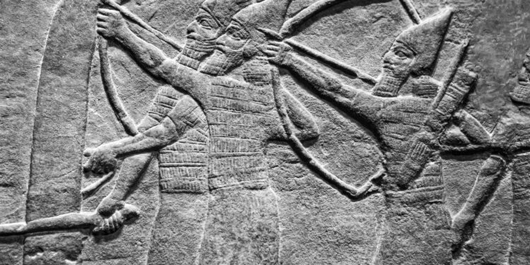 Mesopotamische Bogenschützen, Steintafel aus dem Britischen Museum