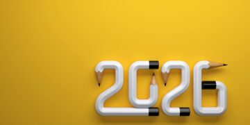 Die Jahreszal "2026" aus Bleistift