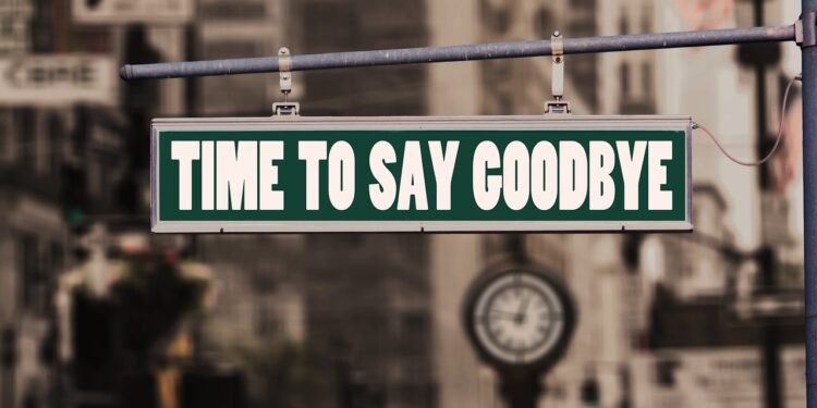Straßenschild "Time to say goodbye"