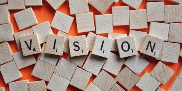 Scrabble mit dem Wort "Vision"