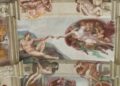 Die Erschaffung Adams, Deckenfresko von Michelangelo Buonarroti in der Sixtinischen Kapelle in Rom.
