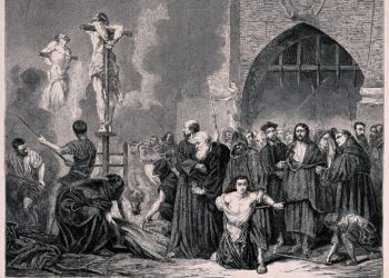 Historische Darstellung eines Gerichtsurteils der Inquisition