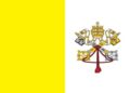 Wappen des Vatikans auf gelb-weißer Flagge