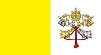 Wappen des Vatikans auf gelb-weißer Flagge